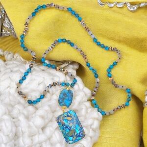 🆕️Radiant Orgonite Energy Pendant & Vibrant Crystal Beads Boho-Chic Necklace